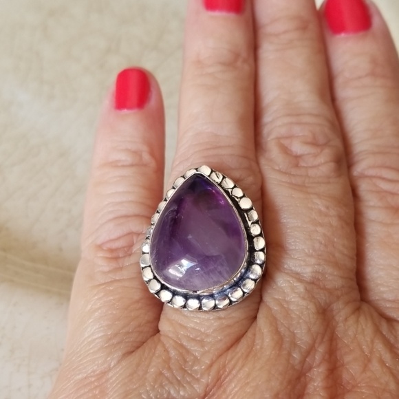 Host Pick !! Silver Purple Western Cocktail Ring Valentines Day - Picture 2 of 9